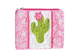 กระเป๋าใส่เหรียญประดับลูกปัดใบมอนสเตรา-สีส้ม - Product Image 4