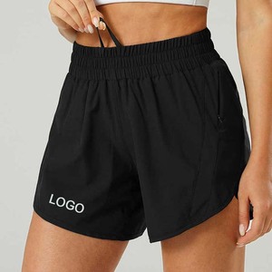 Pantalones cortos informales para correr para mujer, Yoga, cintura alta, secado rápido, ropa deportiva para exteriores, pantalones cortos con patrón sólido para mujer - Product Image 1
