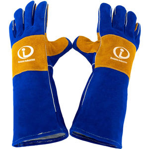 ถุงมือเชื่อมโอเอ็มสำหรับเยาวชนถุงมือเชื่อมหนังวัวสีฟ้าเข้มดีไซน์ตามสั่ง - Product Image 1