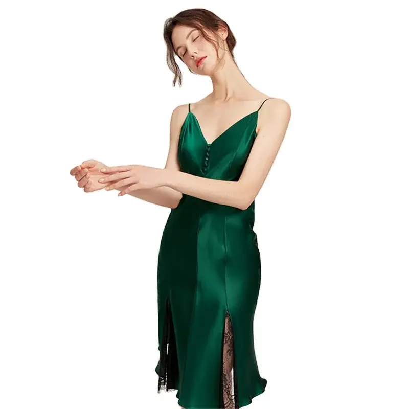 Tela de seda 100% 40mm Satén de seda charmeuse 45 "ancho color verde oscuro para camisas de seda, vestido