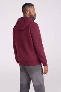 Pull à capuche en molleton pour homme de qualité supérieure, couleur bordeaux, 100% coton, ourlet côtelé, poignets côtelés, coupe-vent, respirant, décontracté, automne - Product Image 3