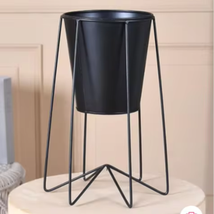 Soporte de maceta negro de 2 piezas con maceta de cubo - Product Image 3