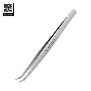 Pince à épiler classique en acier inoxydable chirurgical Bluemed, pointe en fibre inclinée, antidérapante, outil d'extension de cils, fermeture haute - Product Image 3