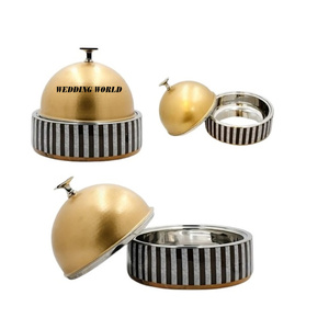 Pot en métal au design arabe Offre Spéciale Casserole de luxe faite à la main de créateur Chauffe-plat de table en acier inoxydable de forme ronde - Product Image 4