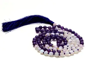 Kaufen Sie Hot Selling Pulsera Herz Chakra Edelstein Yoga Schmuck 108 geknotete Mala Perlen Handgemachte indische Künstler Perlen Halsketten