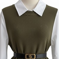 Ensemble décontracté pour femmes, chemise à manches longues et pull en deux pièces, blanc, printemps et automne, chemise ample en tricot, veste sans manches
