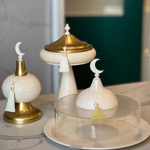 Support de service pour gâteaux et pâtisseries en fer, prix avantageux, forme ronde plaquée gris, pour servir des chocolats, des dattes et des en-cas - Product Image 4