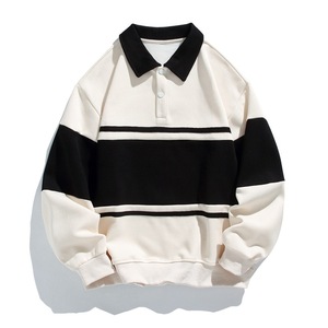 เสื้อโปโลแขนยาวสำหรับผู้ชายขนาดใหญ่พิเศษเสื้อโปโลรักบี้ลายทาง - Product Image 4