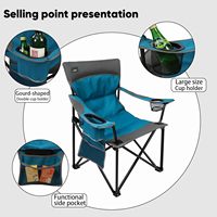 Chaise pliante extérieure bleue robuste chaise de plage de patio de pique-niques pliable pour le camping randonnée pêche prend en charge jusqu'à 300lbs
