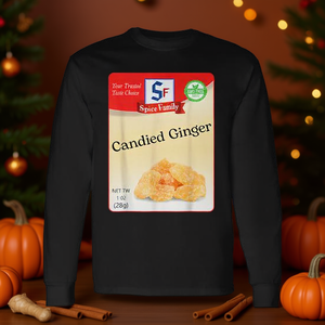 T-Shirt a Maniche Lunghe con Design Zenzero Candito per Costumi di Gruppo a Tema Spezie Natalizie, T-Shirt Promozionale di Qualità Premium - Product Image 3