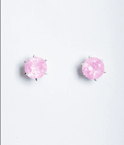 Pendiente de Plata de Ley 925 corte redondo piedra preciosa de cuarzo rosa pendiente de moda para regalo de aniversario de boda para mujer. - Product Image 1