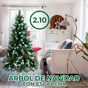 Albero di Natale Artificiale di Alta Qualità, 210m di Altezza, 180cm Verde con Effetto Neve, Pigne e Frutti Rossi per Decorazioni Domestiche - Product Image 5