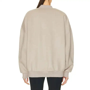 High Quality Custom Fleece Sweatshirt Pullover <b>Drop</b> Shoulder Comfy Oversized Women Mock Neck Sweatshirt with Pockets - Product Image 4