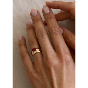 Anillo Romántico Porter con Banda para Cigarro, Talla Única, Plata, Oro Rosa, Baño de Rodio, con Incrustaciones de Rubí Pera, Diseño Moderno, Idea de Regalo de Moda - Product Image 2