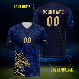 Camiseta de Fútbol Personalizada con Nombre y Número, Impresión Digital, 180g, Cuello en V, Transpirable, de Poliéster, por Inspire Apparel - Product Image 2