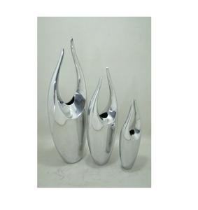 Itllian Design High Quality Flower Vase Set of Two <b>Pot</b> Aluminum Silver Finishing For Home Decore Living Room & Bed Room - Product Image 2
