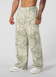 Pantalon de survêtement personnalisé lourd empilé 100% coton à jambes larges pour hommes fabricant de pantalon de survêtement gris baggy vierge pour hommes - Product Image 2