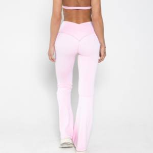 Pantalones acampanados de Microbladed de estilo urbano, traje de verano de cintura baja de Color sólido, ropa de calle frontal plana, Yoga ajustado transpirable para mujer - Product Image 5