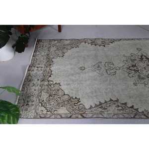 พรมวินเทจตุรกี ขนาด 4.7x9.7 ฟุต (143x297 ซม.) พรมขนสัตว์สีเทา - Product Image 3