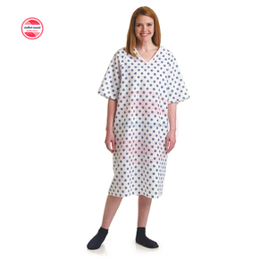Bata de Paciente para Hospital |   Bata de Hospital de Alta Calidad, Holgada, con Estampado, Cuello en V, Manga Corta, Unisex - Product Image 3