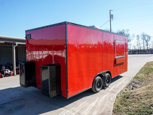 8.5 x 20 Red V-Nose mobile food truck with Blackout Trim Vending for sale - Product Image 6