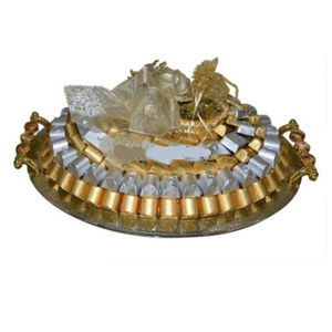 Plateau à chocolat en métal doré durable et écologique Porte-dessert de qualité élégante pour mariages et célébrations - Product Image 6