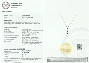 IGI Certified 4.34 CTW Tanzanite Statement <b>Necklace</b> 14k Yellow Gold Genuine Diamond Lariat <b>Necklace</b> Anniversary Gift <b>For</b> <b>Wife</b> - Product Image 4