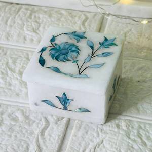 Caja de anillo de mármol hecha a mano, diseño de trabajo de incrustación único, aplicación de almacenamiento personalizada, mejor precio, venta al por mayor - Product Image 1
