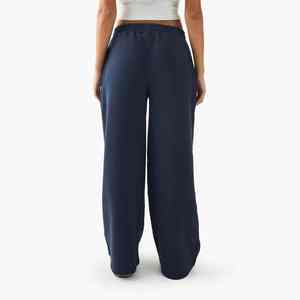 Wholesale Heavyweight Polyester/Cotton Women's Sweatpants High Quality 300gsm Flat Straight Leg Baggy Flared <b>Lace</b> Winter High - Product Image 5