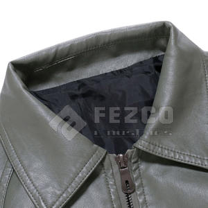 Veste en cuir d'hiver chaude pour homme, en cuir de vache, col montant, logo sur le devant, personnalisable, imperméable, respirante, best-seller - Product Image 2
