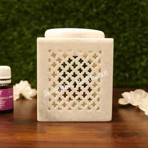 Beau diffuseur d'arôme en marbre blanc fait à la main oeuvre indienne meilleur prix parfum brûleur d'huile encens porte-encens en gros - Product Image 3