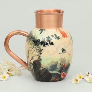 Handcrafted Decorative Metal Pitcher Vintage Floral <b>Water</b> Jug Elegant Table Accent Design - Product Image 3