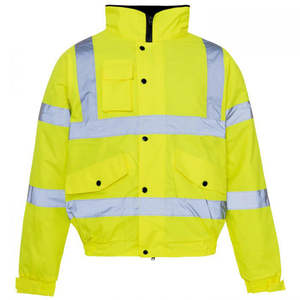 <b>Top</b> quality polyester Hi Vis Bomber <b>Reflective</b> Safety Winter Jacket Workwear Concealed Hooded Padded Waterproof Work Wear Coat - Product Image 4