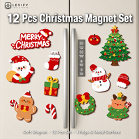 Aimants de réfrigérateur Décorations de Noël Autocollants magnétiques Nouveauté 2026 Écussons magnétiques motif renne dessin animé Design arbre de Noël