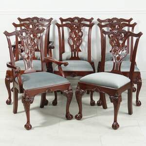 Chaise de salle à manger Chippendale en bois d'acajou de haute qualité avec rembourrage pour meubles de salle à manger - Product Image 6