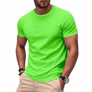 T-shirts pour hommes 100% coton tricoté, coupe classique, décontracté, couleur unie, été, col en V, manches courtes, respirant, séchage rapide - Product Image 5