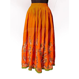 Falda de algodón de estilo cultural con forma fluida y bordes llamativos Falda tradicional de estilo vintage - Product Image 3