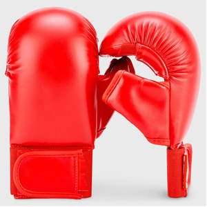 Gants de karaté Red Label avec pouce en cuir PU rouge, gants d'arts martiaux pour l'entraînement et le combat, protecteurs de mains durables - Product Image 1