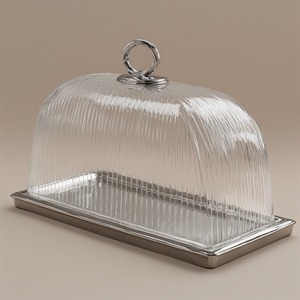 Premium <b>Cake</b> <b>Dome</b> With Hammered Wooden Base And Clear <b>Glass</b> Cover Artisan Crafted Designed For Kitchens - Product Image 3