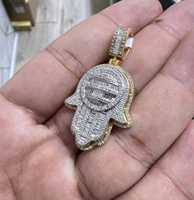 Humza main diamant pendentif Baguette et rond brillant Moissanite pendentif 925 argent cadeau bijoux fins pendentifs et breloques