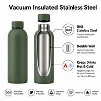 Botella de Agua de Acero Inoxidable con Aislamiento al Vacío de Doble Pared, 500ml/750ml, con Recubrimiento Mate y Boca Pequeña, Personalizable con Logotipo al por Mayor