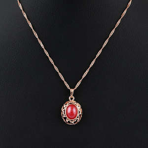 Women's Fancy <b>Locket</b> Set - Golden - Red - Product Image 2