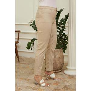 Rmg <b>Elastic</b> <b>Waist</b> Plus Size Cream Cotton <b>Trousers</b> - Product Image 2
