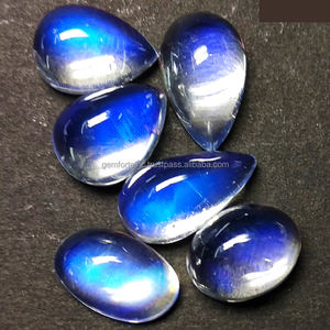 พลอยมูนสโตนรูปวงรีขนาดฟรีเครื่องประดับ DIY ทำจากพลอยพลอยสีขาวน้ำเงินแบบหลวม - Product Image 2