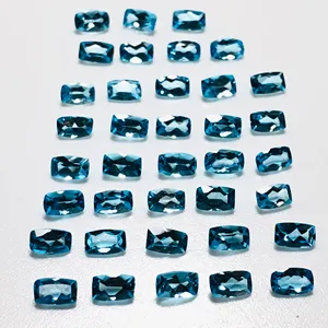 Blue Topaz Cushion Natural Gemstone All Calbrated Sizes Are Available Loose Gemstone For Jewelry Making.