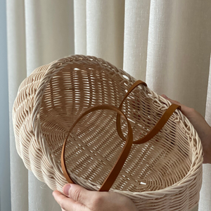 Cesta de Mimbre Natural Tejida a Mano para Muñecas, Cesta de Almacenamiento para Guardería, Cesta Decorativa para el Hogar - Product Image 1