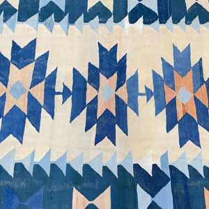 Alfombra Turca Vintage de 4.6x6.9 pies, Alfombra Azul con Diseño Floral de Lana - Product Image 3