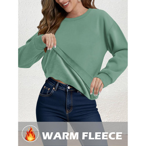 เสื้อฮู้ดสตรีทโอเวอร์ไซส์สำหรับผู้หญิงผ้าฟลีซสะพายไหล่แบบใหม่ปักโลโก้ได้ตามต้องการ - Product Image 3