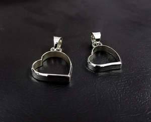 10k Gold 925 Sterling Silver Heart-Shaped <b>Pendant</b> 10mm Bezel with <b>Ashes</b> Resin Filling Blank Setting Stone Keepsake Charm Jewelry - Product Image 1