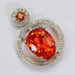 Bague en diamant Spessartite pendentif en argent sterling 925 massif pour bijoux de mode pour femmes saphir orange diamant taille ovale - Product Image 3